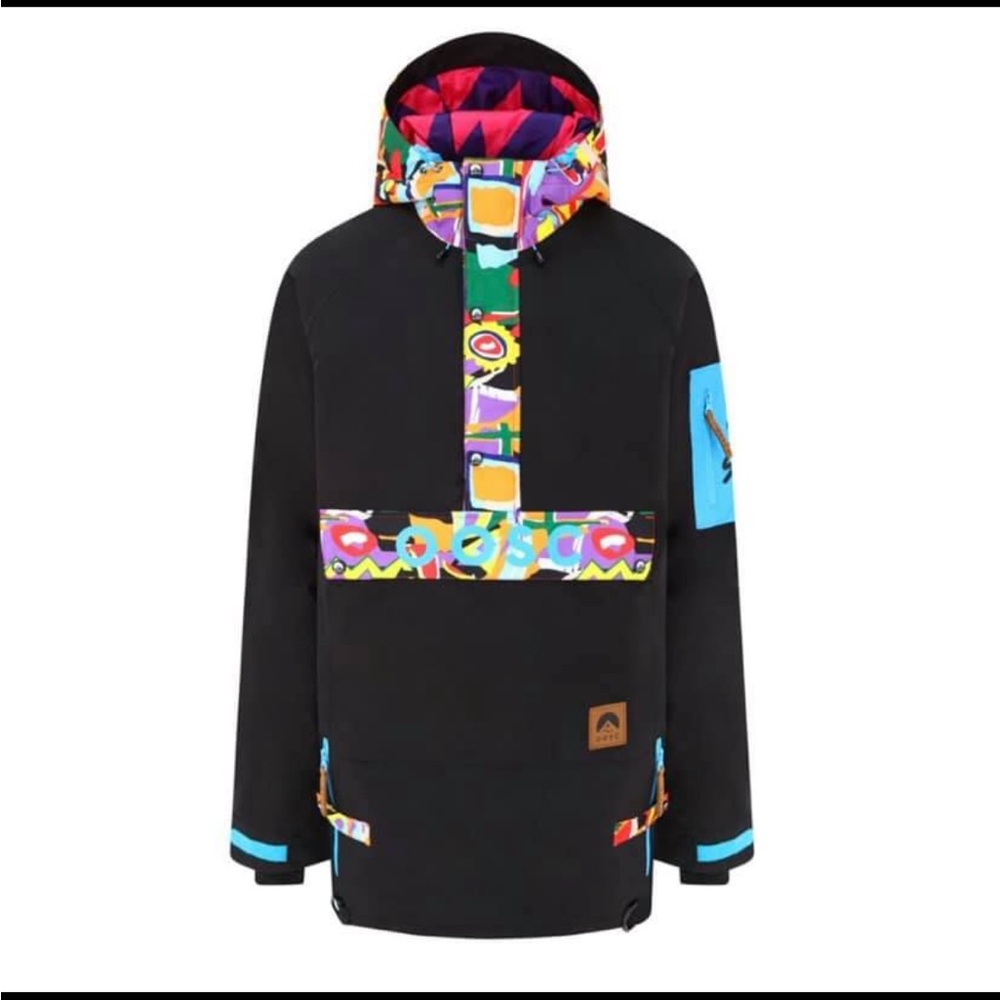 Black Ski & Snowboard Jacket with Colorful Accents